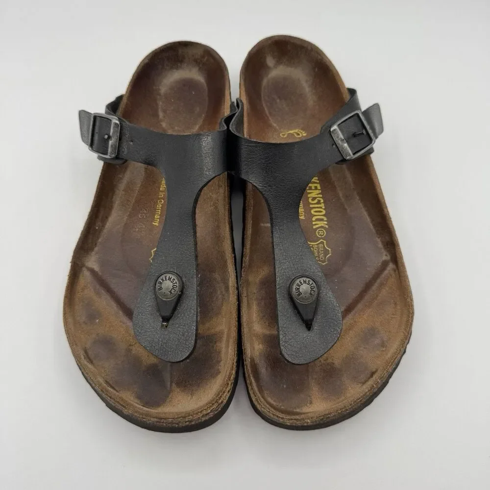 Birkenstock Gizeh Sandals Womens EU 38 US 7-7.5 Black Cork Narrow